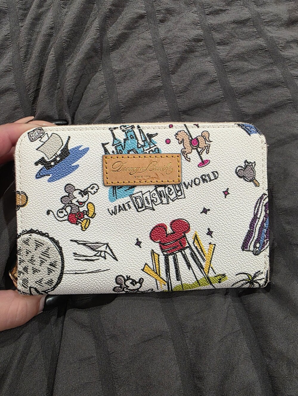 Dooney & Bourke White Multi Disney Sketch Zip Wallet - Picture 12 of 12